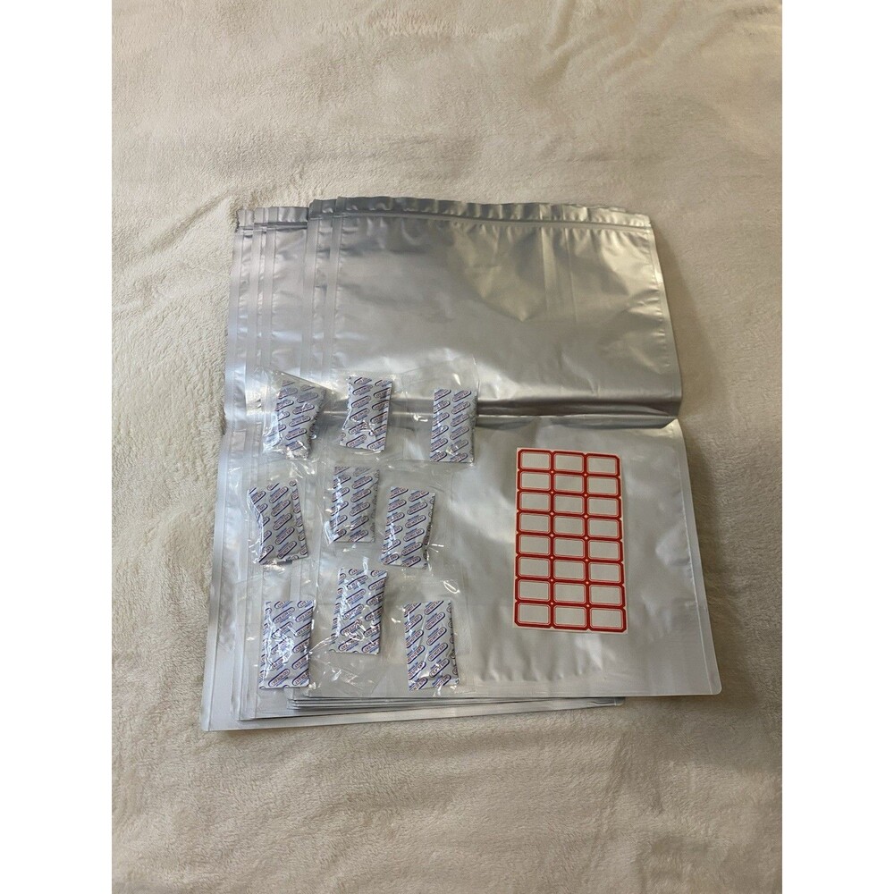 10 Pcs 5 Gallon Mylar Bags 26" x 17" Large Foil Storage Pouches Oxygen Absorbers
